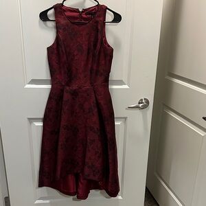 White House Black Market Burgundy Textured Dress